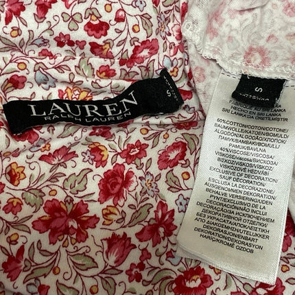 Lauren Ralph Lauren Red Floral Button Down Long Sleeve Sleepwear Pajamas Set S
