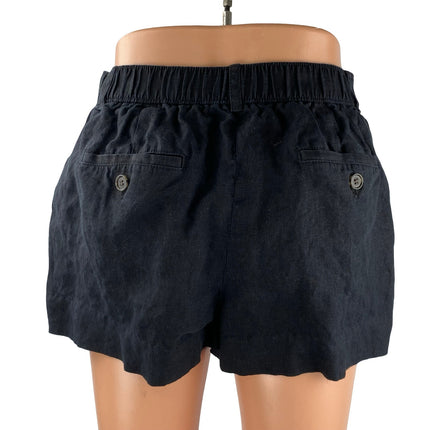 J.Crew 100% Linen Women's Black Mid Rise Wide Leg Casual Lounge Summer Shorts XS