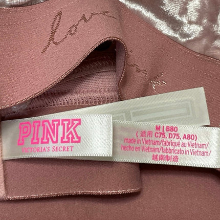 Pink Victoria's Secret Love Pink Velvet Velour Strappy Cross Triangle Bra Size M