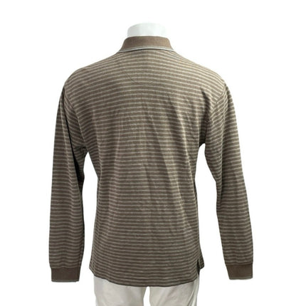 L.L.Bean Brown Stripe Collared Long Sleeve Tee T-Shirt Sweater Polo Shirt Top S