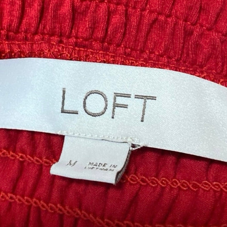 Ann Taylor LOFT Red Sleeveless Smocked Tiered Square Cami Tank Maxi Dress Size M