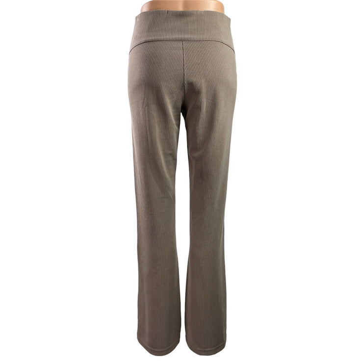 Lululemon Women's Beige Taupe Ribbed Knit High Rise Flare Trousers Pants Size 6
