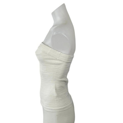 COS Women's White Textured Sleeveless Strapless Body Hugging Tube Bandeau Top S