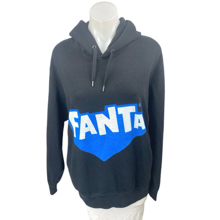 NEW Uniqlo Women's Black Blue Fanta Hoodie Hooded Knit Sweatshirt Top Size L