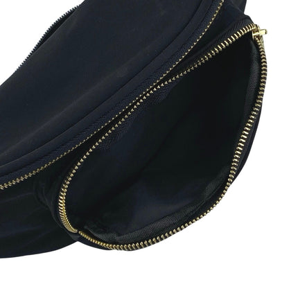 Zorfin Women's Black Gold Accent Adjustable Strap Travel Crossbody Belt Bag OS