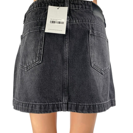 NEW Princess Polly Women Black High Waisted A Line Mini Denim Jean Skirt Size 8