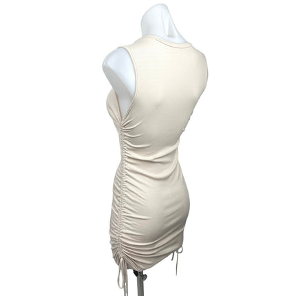 BB Dakota by Steve Madden Ivory Ribbed Knit Ruched Tank Mini Bodycon Dress Sz XS