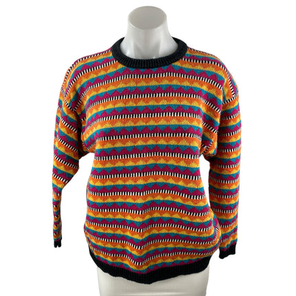P.T. Pickett Multicolor Geometric Crew Neck Long Sleeve Sweatshirt Sweater Top M