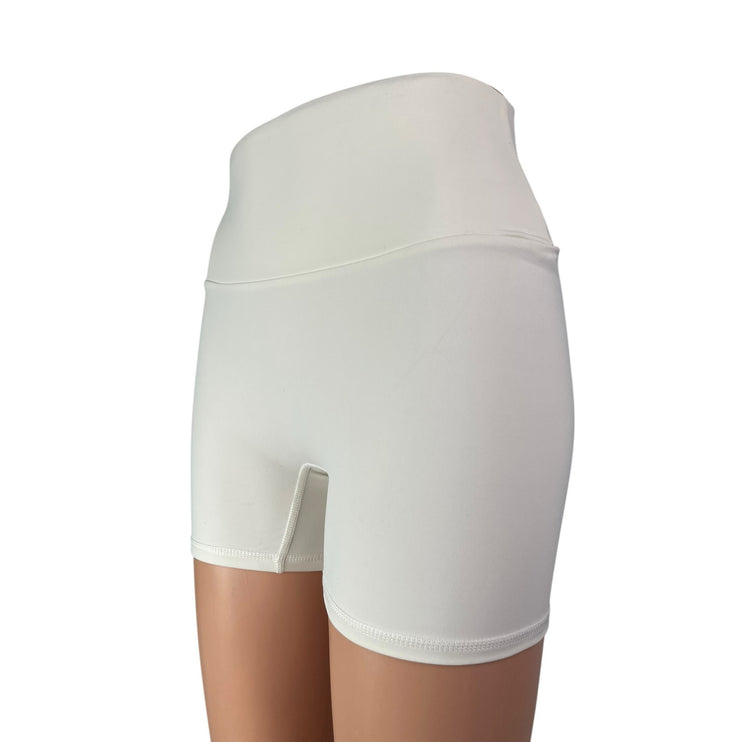 HUSTL Women's White High Waisted Activewear Yoga Running Biker Shorts Size XS