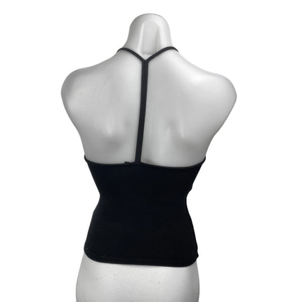 Zara Women's Black Sleeveless Rib Knit Halter Cami Camisole Crop Tank Top Size S