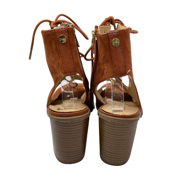 Circus by Sam Edelman Kiera Gladiator Brown Faux Leather Block Heel Sandals 10
