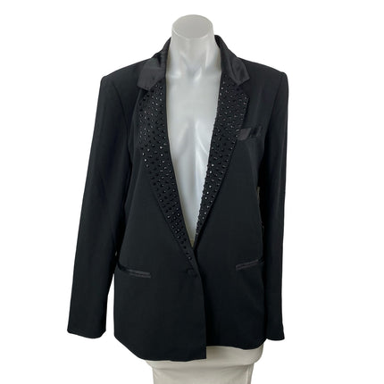NEW Pearl GEORGINA CHAPMAN of marchesa Black Rhinestone Blazer Coat Jacket 10