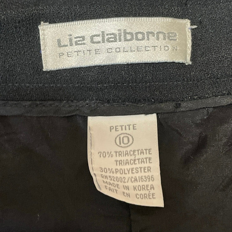 Liz Claiborne Women's Black Pleated High Waisted Pencil Mini Skirt Size 10 P