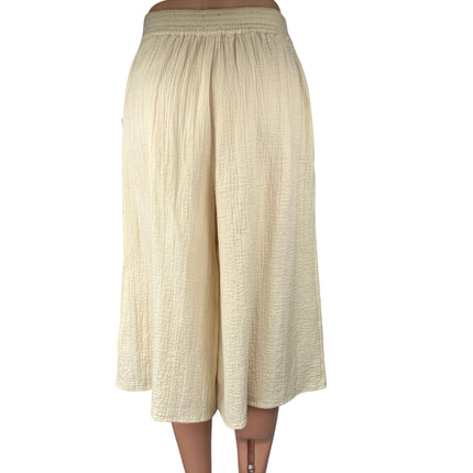 Aritzia Wilfred Cream White Wide Leg Elastic Waist Cropped Trousers Pants XXS