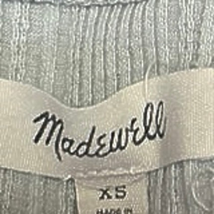 Madewell Beige Green Rib Knit Short Sleeve Button Crop Sweater Shirt Top Size XS