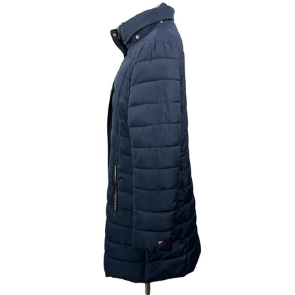 Tommy Hilfiger Navy Blue Long Sleeves Quilted Snap Long Puffer Coat Jacket Sz L