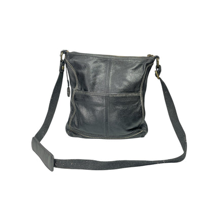 The SAK Iris Black Pebbled Leather Zip Adjustable Crossbody Bag Handbag