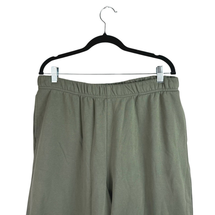 NEW GAP Womens Green Fleece High Waist Straight Wide Leg Lounge Trousers Pants L