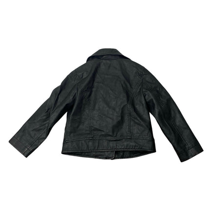 Baby GAP Kid Girls Black Faux Vegan Leather Long Sleeve Moto Biker Coat Jacket 5