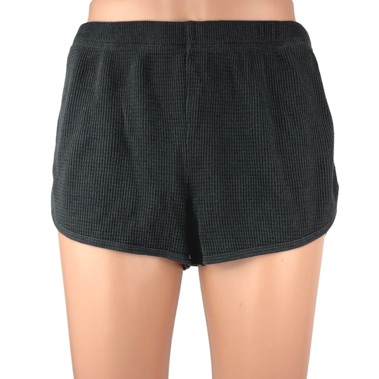 Aritzia TNA Women's Black Waffle Knit Mid Rise Athletic Workout Yoga Shorts M