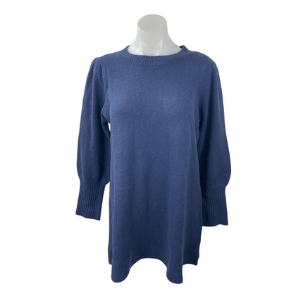 Hill House 100% Wool Women's Navy Blue Crew Neck Long Sleeve Tunic Sweater Top S