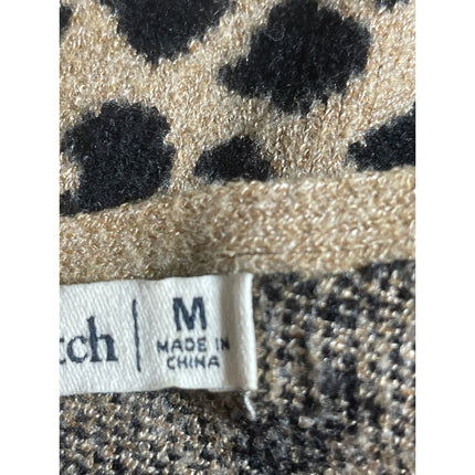 Abercrombie & Fitch Beige Black Leopard Sleeveless V Neck Sweater Tank Top Sz M