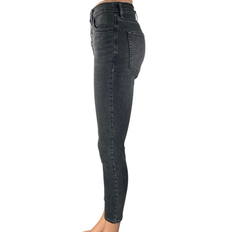 Everlane Women's Black Wash Button Fly High Rise Skinny Leg Denim Jeans Pants 27