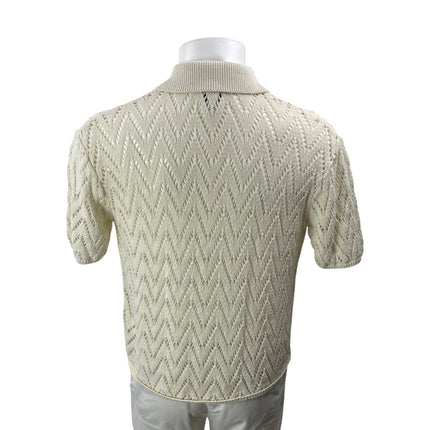 Urban Outfitters BDG Men's Beige Short Sleeves Open Knit Button Down Shirt Top M