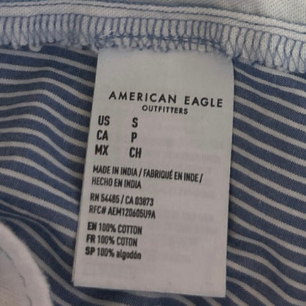 American Eagle Blue White Striped Colorblock Smocked Peplum Cami Tank Top Size S