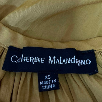 Catherine Malandrino Yellow Sleeveless Keyhole Neck Pleated Blouse Tank Top XS