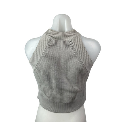 Aritzia Wilfred Women's Gray Ribbed Knit High Neck Sleeveless Crop Top Size M
