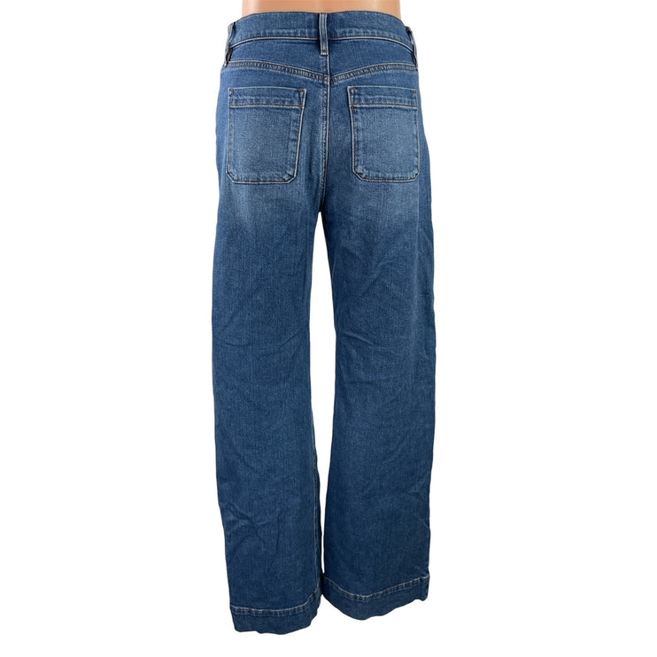 LOFT Women's Blue Medium Wash High Waist Straight Wide Leg Denim Jeans Pants 0