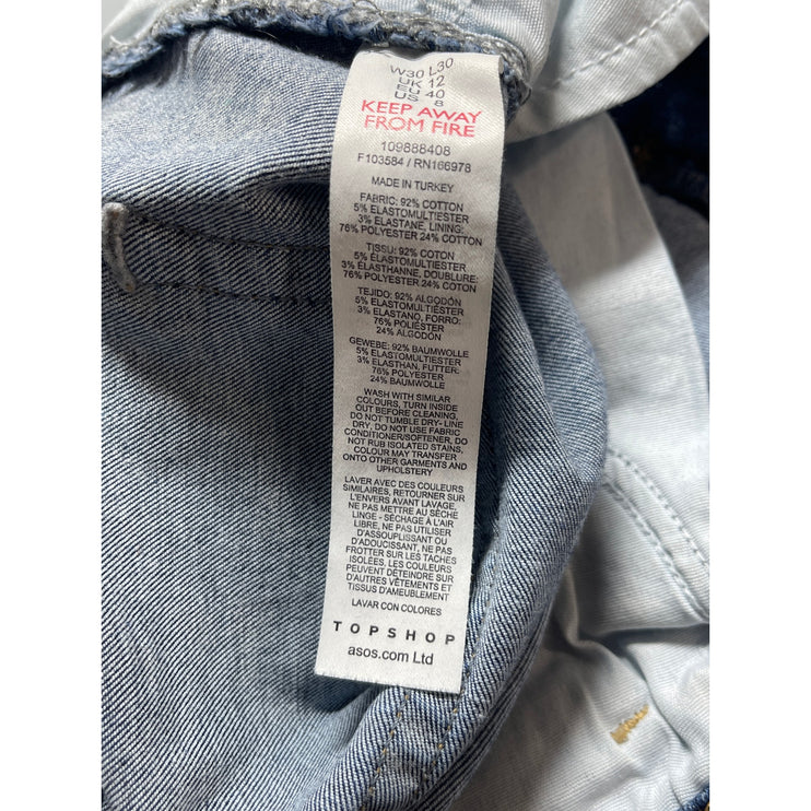 Topshop Jamie Women's Blue High Waisted Slim Fit Skinny Denim Jeans Pants Size 8