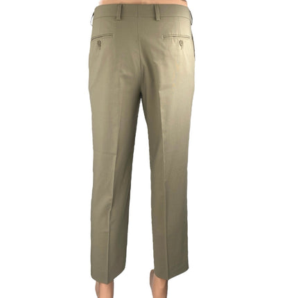 Tallia Men's Beige Tan Khaki Wool Straight Pleated Trousers Dress Pants Size 32