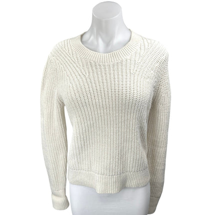 Banana Republic White Wool Chunky Knit Long Sleeve Pullover Sweater Top Size S
