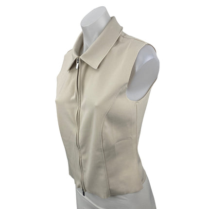 MNG Mango Women's White Cream Ivory Sleeveless Full Zip Blouse Shirt Top Size M