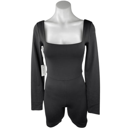 NEW Aritzia Babaton Black Long Sleeve Square Neck Bodycon Jumpsuits Rompers Sz M