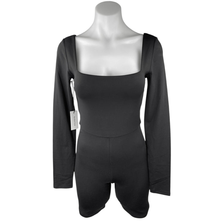 NEW Aritzia Babaton Black Long Sleeve Square Neck Bodycon Jumpsuits Rompers Sz M