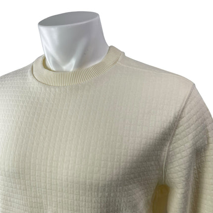 Murano Men's Cream Slim Fit Long Sleeve Crewneck Textured Sweater Top Size L