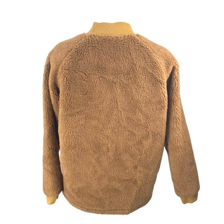 Patagonia Women's Brown Wool Sherpa Fleece Long Sleeve Snap Bomber Coat Jacket S