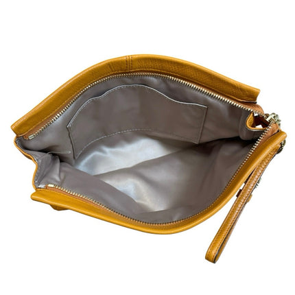 Coach Park Yellow Pebble Leather Pocket Turnlock Zip Purse Clutch Wristlet OS