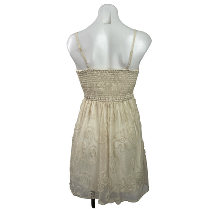 Band of Gypsies Cream Sleeveless Floral Embroidered Camisole Mini A-line Dress S