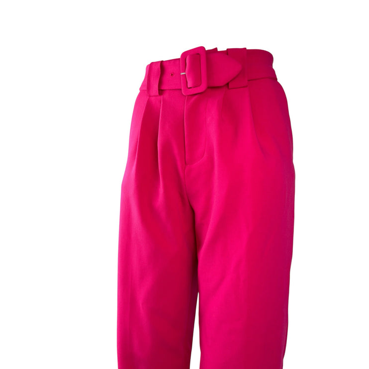 & Other Stories Pink Pleated Belted High Rise Straight Trousers Dress Pants Sz 0