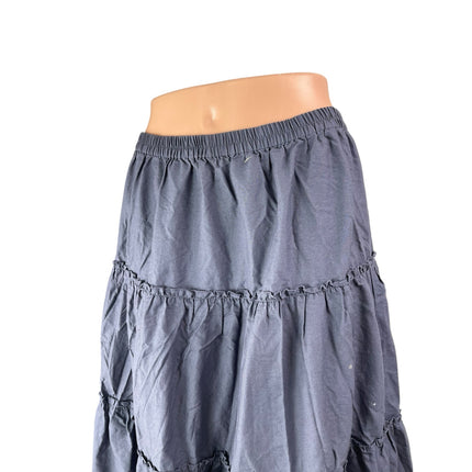 Aritzia Sunday Best Blue Gray Elastic Waist Tiered Maxi Flare A-Line Skirt Sz M