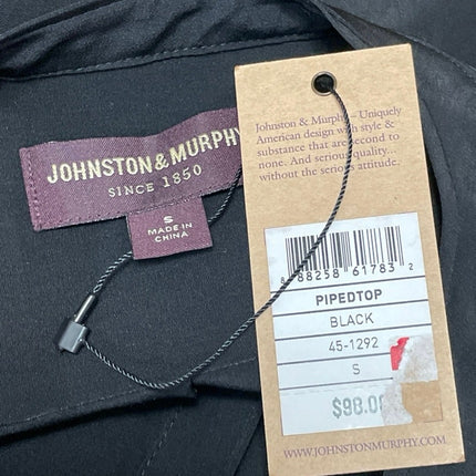 NEW Johnston & Murphy Black Long Sleeve Pocket V Neck Shirt Blouse Top Size S
