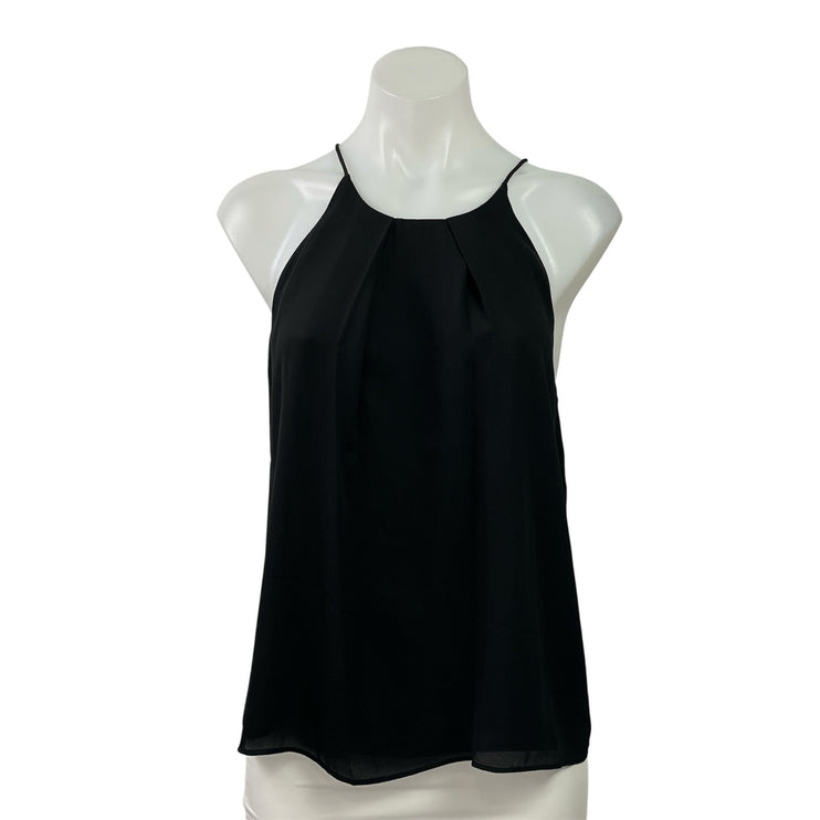 Mango MNG Womens Black Sleveless Pleated Front Raceback Boxy Blouse Top Size XS