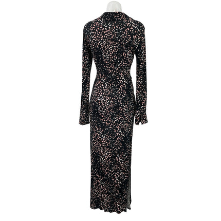 Free People Shayla Floral Deep V Neck Long Sleeve Slit Wrap Maxi Dress Size S
