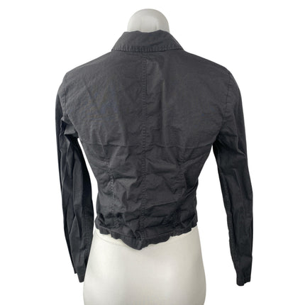 Madewell Women's Gray Collared Long Sleeve Crop Fitted Boxy Shirt Blouse Top 2