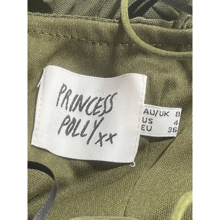 Princess Polly Tara Women's Green Ruched Sleeveless Mini Cami Bodycon Dress Sz 4