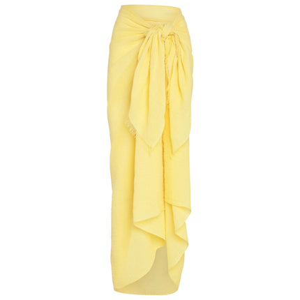 NEW Monday Swimwear Yellow St Tropez Fringe Linen Sarong Cover Up Skirt Size OS